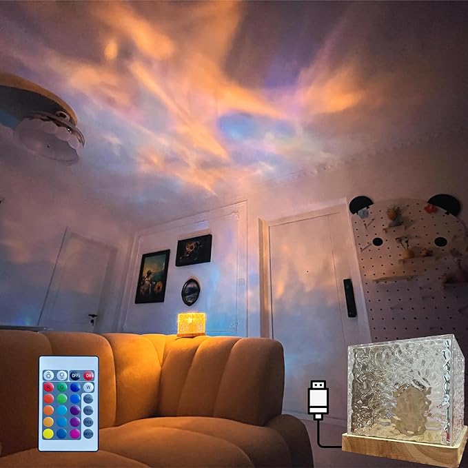 Wave Lamp, Wave Light Cube, Aurora Glow Lamp Crystal Night Light, Romantic Lamp for Room Decor, LED Wave Lights, Room Decor for Kids